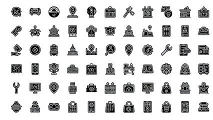 Business and Finance Icons Set: Vector Graphics for Commerce, Technology, and Services