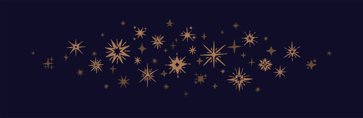 Sparkling star pattern with golden accents. Vector