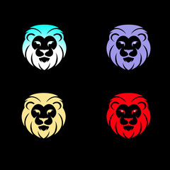 Obraz premium lion face logo, lion logo, colourful logo, lion face, beard, king , lion ki