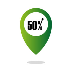 Fifty 50 percent. Sophisticated percentage illustration. Extraordinary emerald Vector. Professional monochromatic backgrounds.