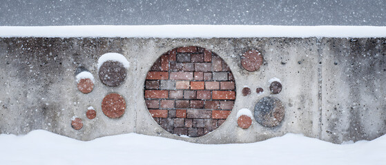 Circular brick pattern abstract minimal design