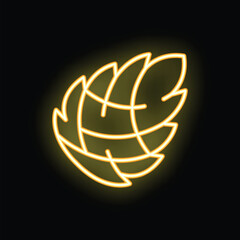 Obraz premium Yellow neon sign of a leaf surrounding planet earth promoting environmental awareness