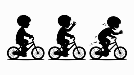 Fototapeta premium a minimalist illustration depicts a sequence of a child learning to ride a bicycle showing progression from balance to a playful fall high quality professional detailed