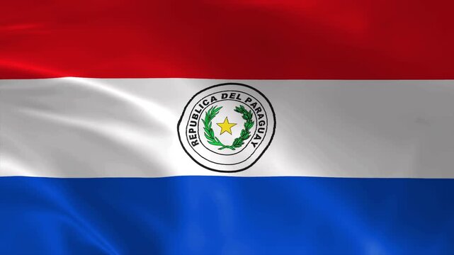 Paraguay Flag Video, Waving National Flag of Paraguay with Red White and Blue Stripes, Patriotic Background Animation