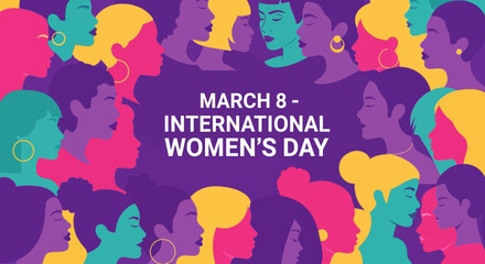 Fototapeta premium Diverse women celebrating International Women's Day on March 8