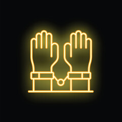 Obraz premium Glowing neon icon of a person being arrested with their hands in handcuffs