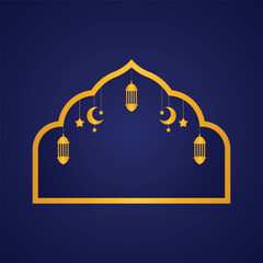 Islamic Decorative Frame with Lanterns and Stars