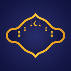 Islamic Decorative Frame with Lanterns and Stars