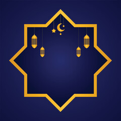Islamic Decorative Frame with Lanterns and Stars