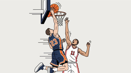 Basketball player shooting the ball during game vector illustration on white