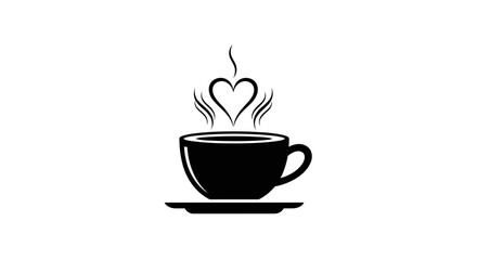 Obraz premium steaming coffee cup with heart shaped steam