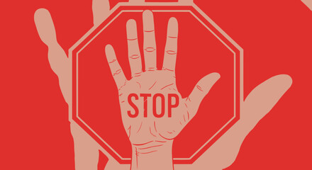 Fototapeta premium stop hand sign, traffic sign with hand