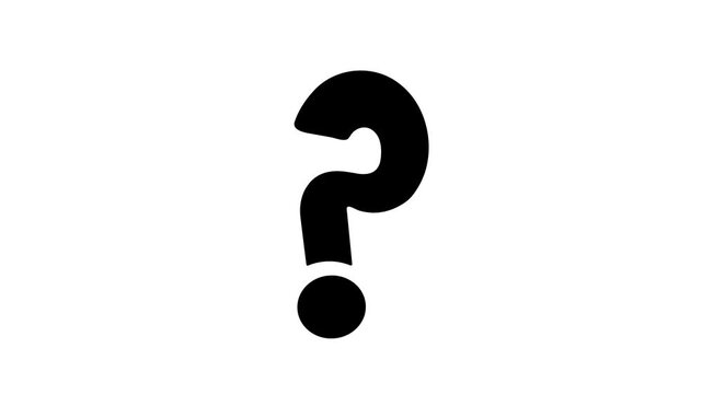 Multi-style question mark animation collection, red, black, green, yellow, and white query symbols on white and black background, conceptual help support motion graphics
