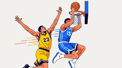 Basketball players in action a dynamic illustration of scoring a basket © Depadepo