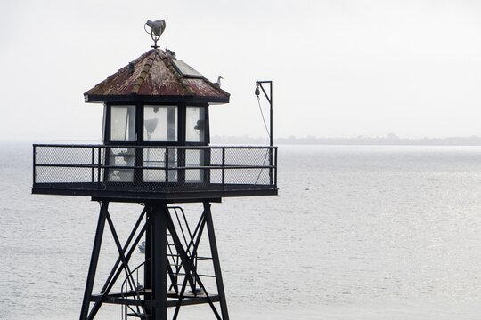 Historic guard tower overlooking coastal waters