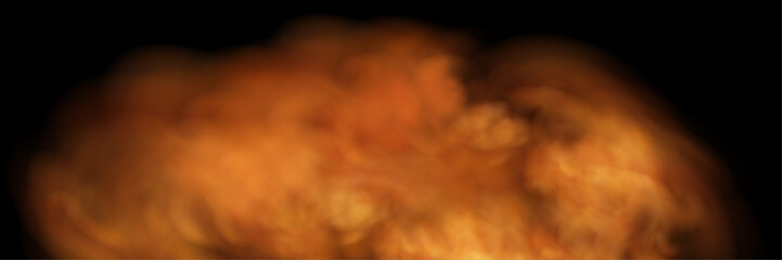 Abstract orange smoke effect with floating sparks creates dramatic fire atmosphere, ideal for overlay compositions with mysterious fog and burning ember elements. © gala