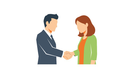 Fototapeta premium A man and a woman shaking hands in a business setting