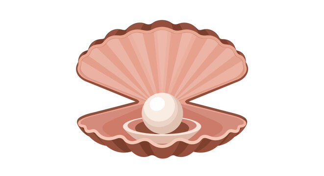 An open seashell containing a single luminous pearl within its depths