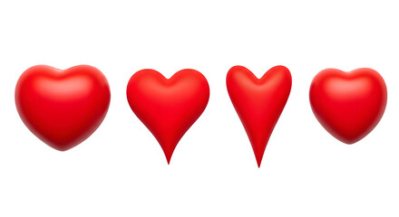 Red 3D hearts, glossy, for Valentine's Day or love-themed banner, poster, or social media