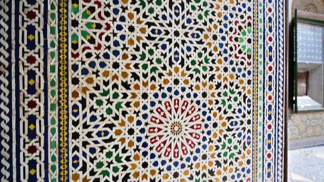 Zellige tile details at the Telouet Kasbah in Morocco