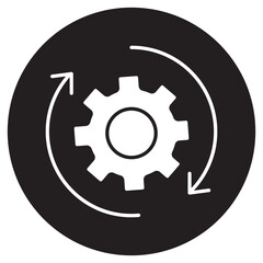 Gear with Reprocessing Sign icon, Recycling Process Gear, Sustainable Industry Symbol, Circular Process Icon, Eco-Friendly Technology Gear, vector