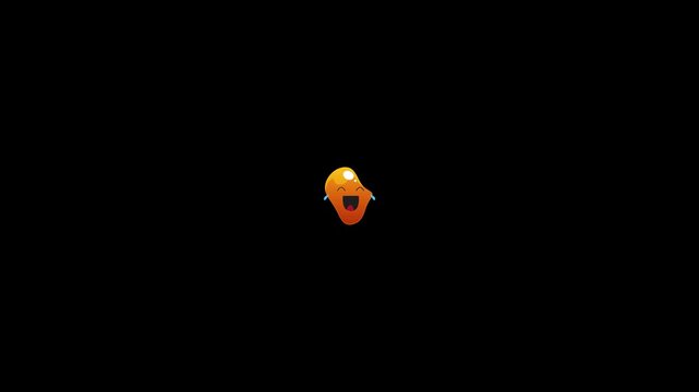 Laughing emoji with tears of joy on black background