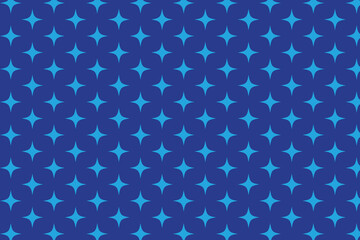 Blue star sparkle pattern . Starry night sky background . Vector illustration