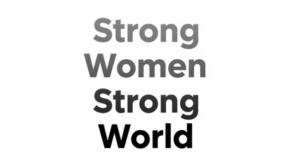 Fototapeta premium A minimalist vector graphic illustration of the phrase Strong Women Strong World in bold typography women's day