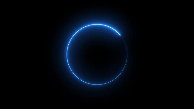 Modern glowing preloader animation and progress loading circle bar on black background. Green neon charging circle spinning in loop
