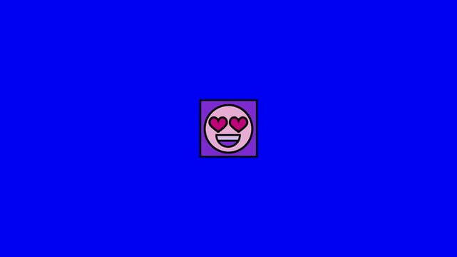 Smiling face with heart eyes on purple background