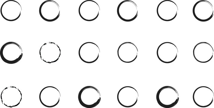 Black square and circle crayon text box set. Bright. grunge post brush, circles and rectangles. shapes. Banners, insignias, logos, icons, labels