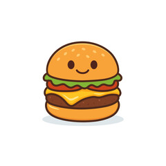 Classic Cartoon Burger with Blush Vector Design