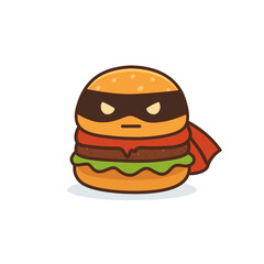 Superhero Burger with Cape Cartoon Vector