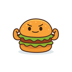 Strong Muscular Burger Character vector design