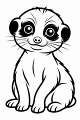 A playful cartoon meerkat sitting upright and looking directly at the viewer isolated on white background, Vector, illustration