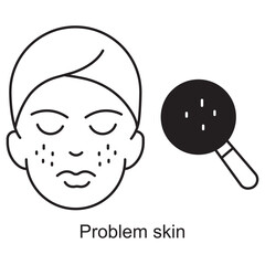 Problem Skin icon, Acne Care Solutions, Clear and Healthy Skin Guide, Sensitive Skin Treatment, Blemish Control Routine, vector