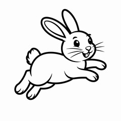 A playful cartoon rabbit mid-jump with fluffy ears and a cheerful expression isolated on white background, Vector, illustration