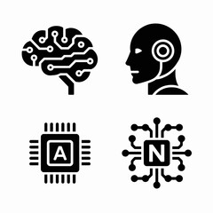 The intersection of artificial intelligence, human cognition, and neural networks isolated on white background, Vector, illustration