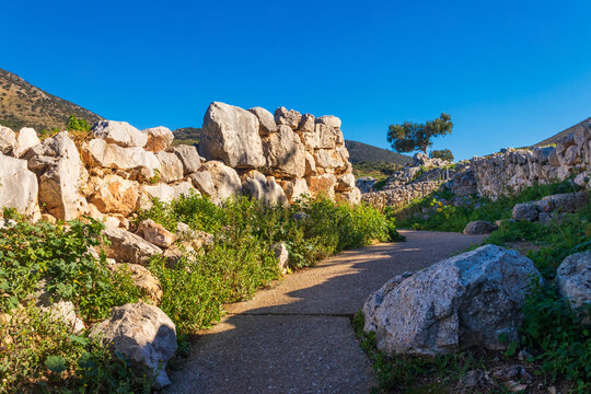 The ruins of the ancient city of Mycenae, Peloponnese, Greece. UNESCO World Heritage Site