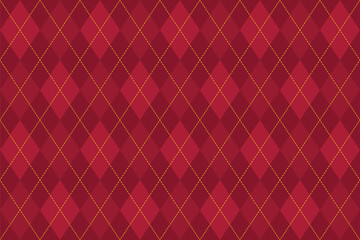 Seamless crimson royal argyle pattern, harlequin diamond background in burgundy red and gold suitable for luxury textiles