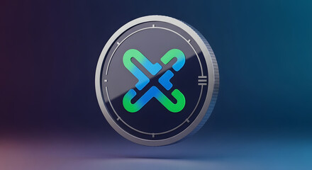 Obraz premium Modern cryptocurrency coin with gradient logo and sleek design