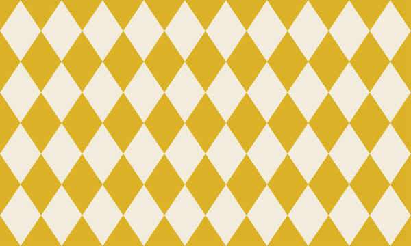 Seamless golden heritage argyle pattern, harlequin diamond background in mustard yellow and warm ivory for apparel, packaging and gift wrap