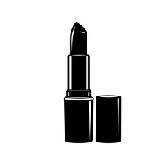Lipstick with cap silhouette vector artwork symbolizing beauty cosmetics makeup fashion personal care branding
