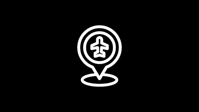 Simple white map pin icon on a black background, minimalist design for location services