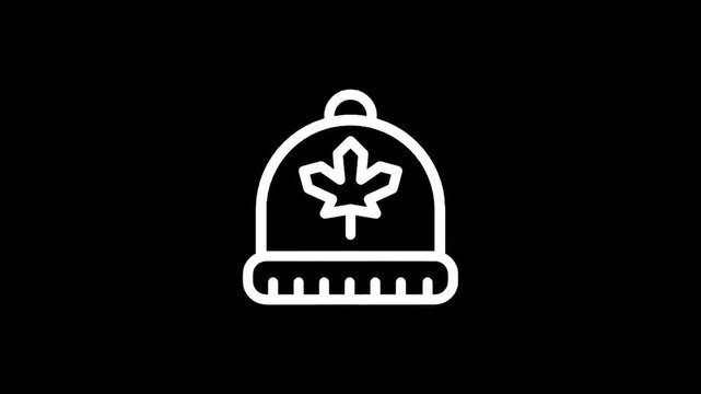 Winter beanie icon with maple leaf symbol for cold weather and Canadian themes