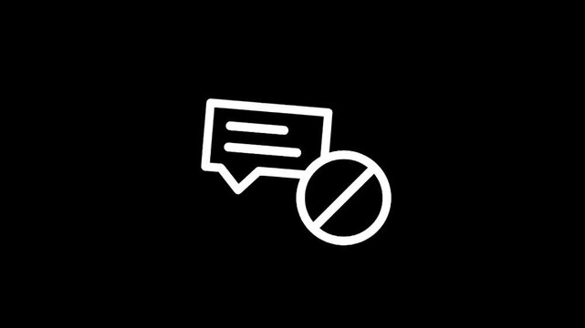 Speech bubble icon with a prohibition sign indicating no comments or blocked communication