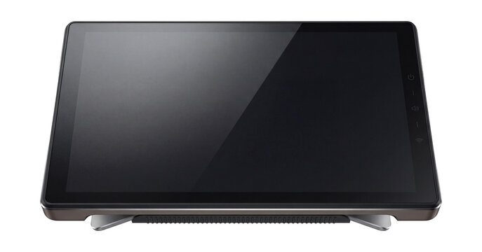 Tablet-like portable TV with touch controls and Wi-Fi connectivity.