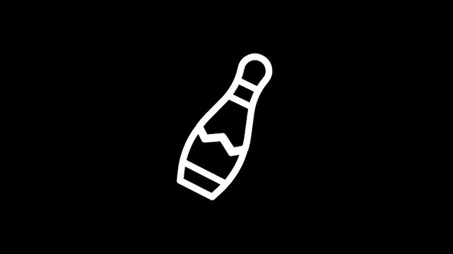 Broken bowling pin and ball icon on black background, symbolizing failure or accident