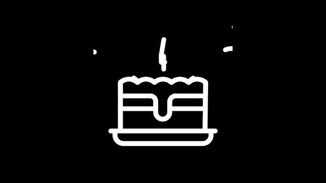 Simple line art icon of a layered cake with a single candle and dripping frosting