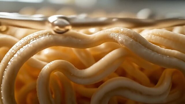 Extreme macro of dry curly instant noodles
